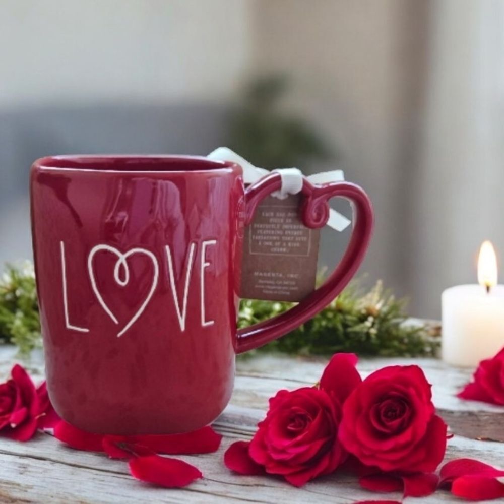 Rae Dunn Double-Sided Mug with Heart Handle – LOVE (See Pics)